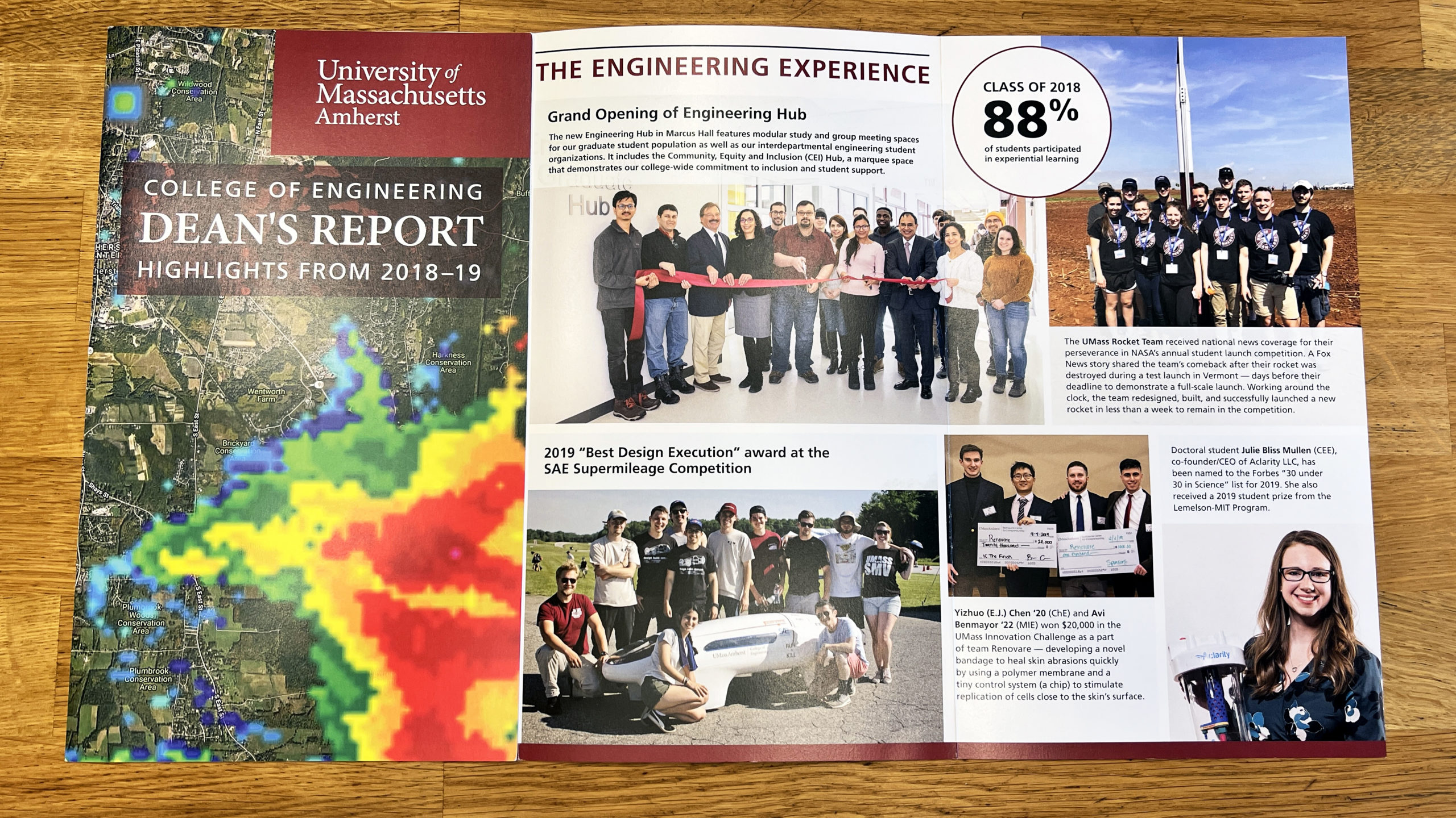 cover and two-page spread from 2019 dean's report